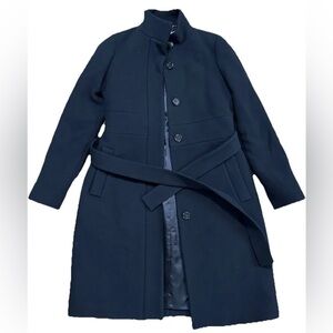 J. Crew Double Cloth Black Wool Midi Coat